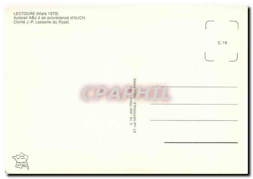 CPM Lectoure (Mars 1970) Autorail ABJ 4 en provenance d'Auch — Verso