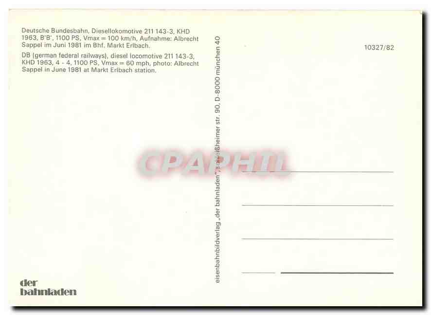 CPM DB (german federal railways) diesel locomotive 211 143-3 — Verso