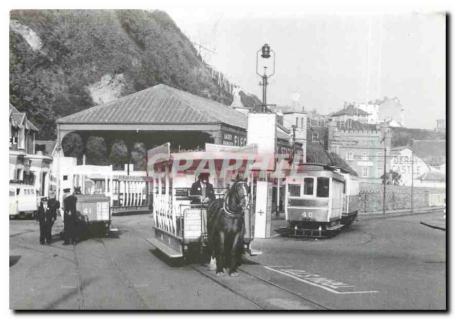 CPM Douglas Derby Castle. Horse trams on the left and the Manx Electric Railway on the right. 31st. 