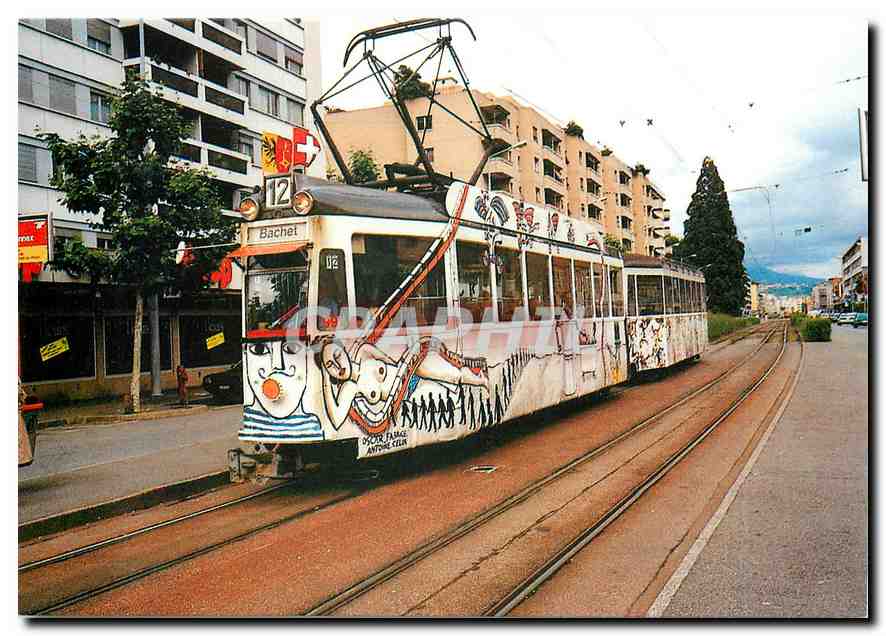 CPM Passage d'un Tramway decore sur la ligne 12 Geneve