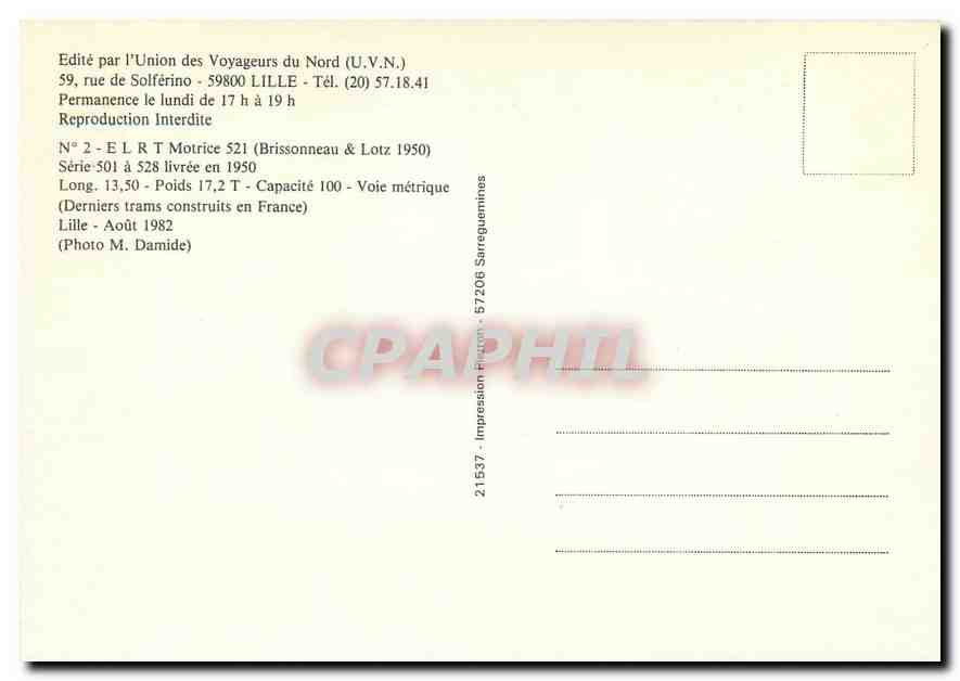 CPM Motrice 521 (Brissoneau & Lotz 1950) — Verso