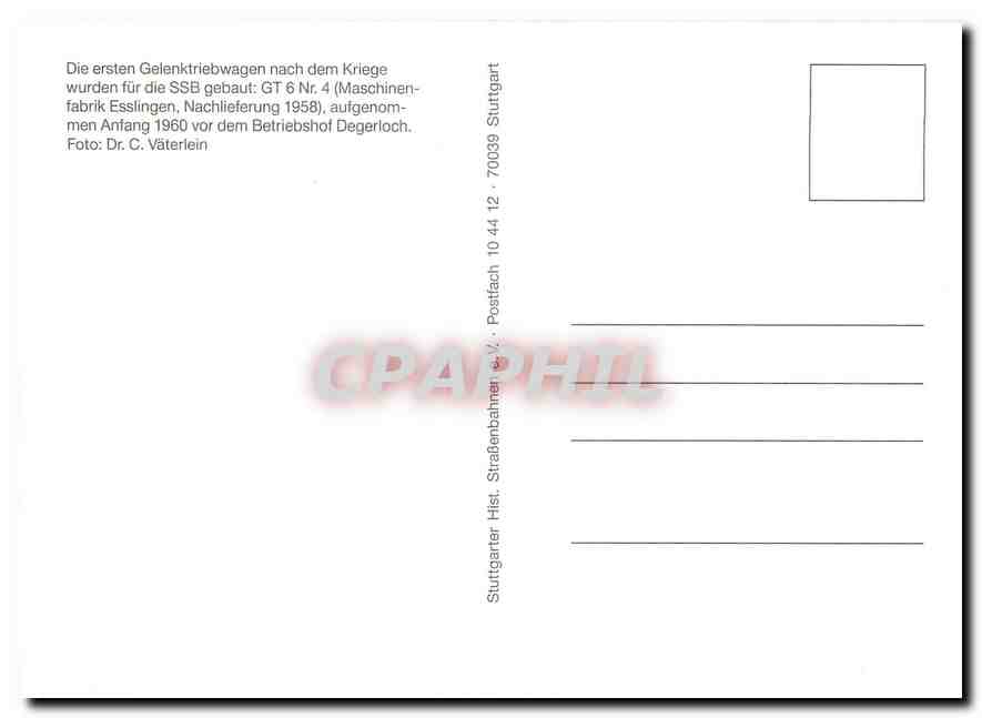 CPM Die ersten Gelekntriebwagen nach dem Kriege wruden fuer die SSB gebaut — Verso
