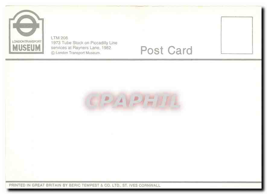 CPM 1973 Tube Stock on Piccadilly Line services at Rayners Lane 1982 — Verso