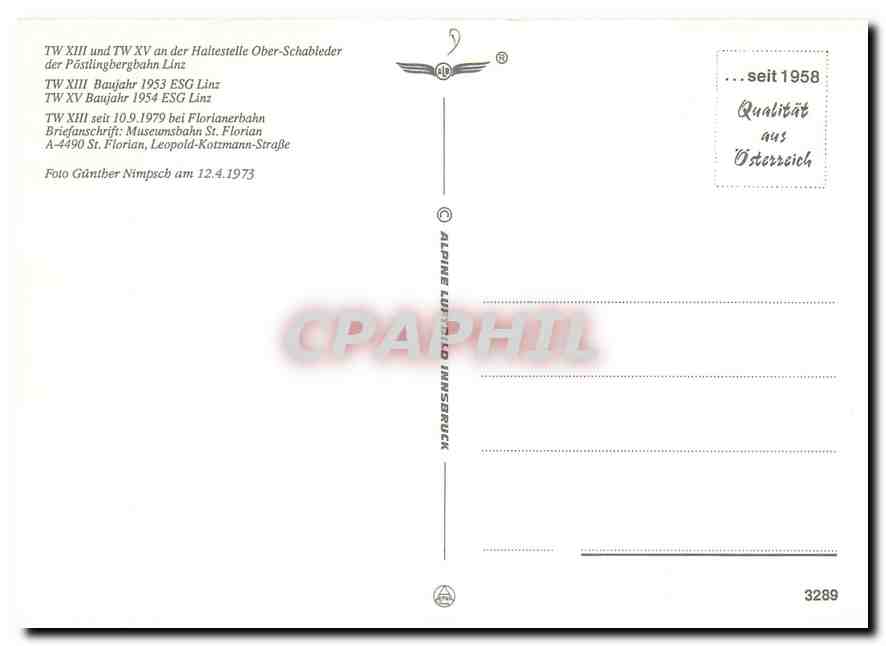 CPM TW XIII und TW XV an der Haltestelle Ober-Schableder — Verso