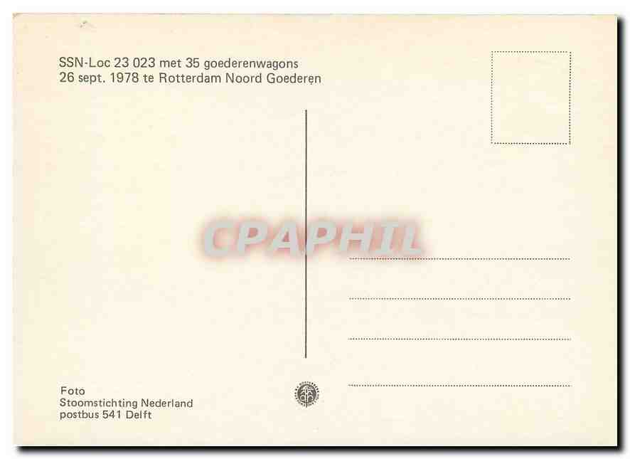 CPM SSN-N-Loc 23 023 met 35 goederenwagons 26 sept 1978 — Verso