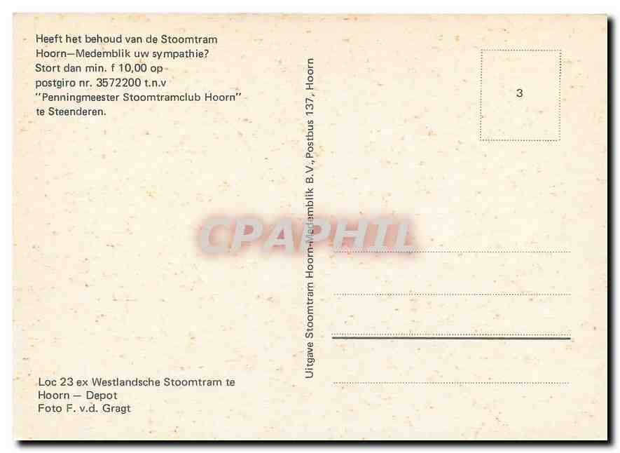 CPM Train Loc 23 ex Westlandsche Stoomtram te Hoorn — Verso