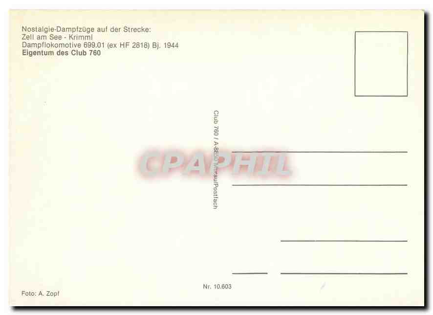 CPM Zell am See - Krimml Dampflokomotive 699.01 — Verso