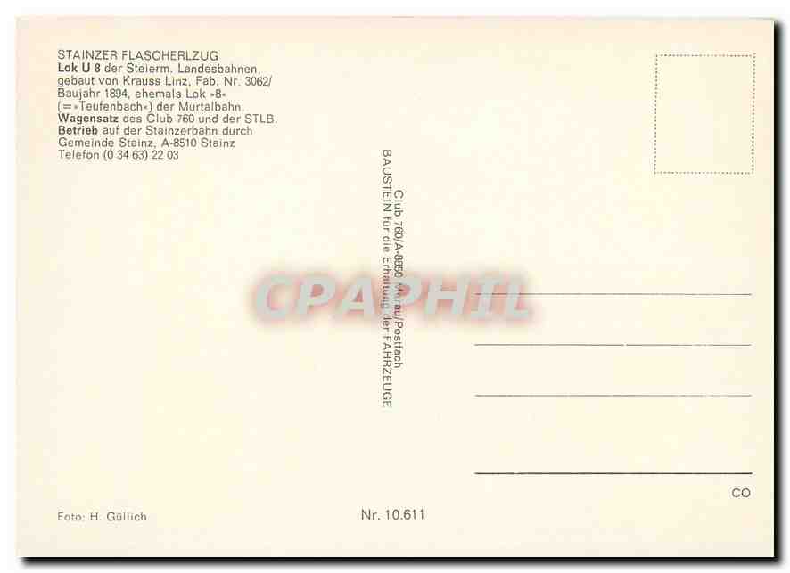 CPM Stainzer Flascherlzug — Verso