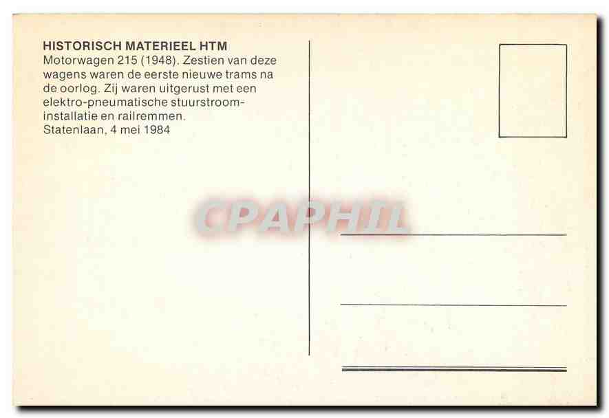 CPM Historisch Materieel HTM Motorwagen 215 (1948) — Verso