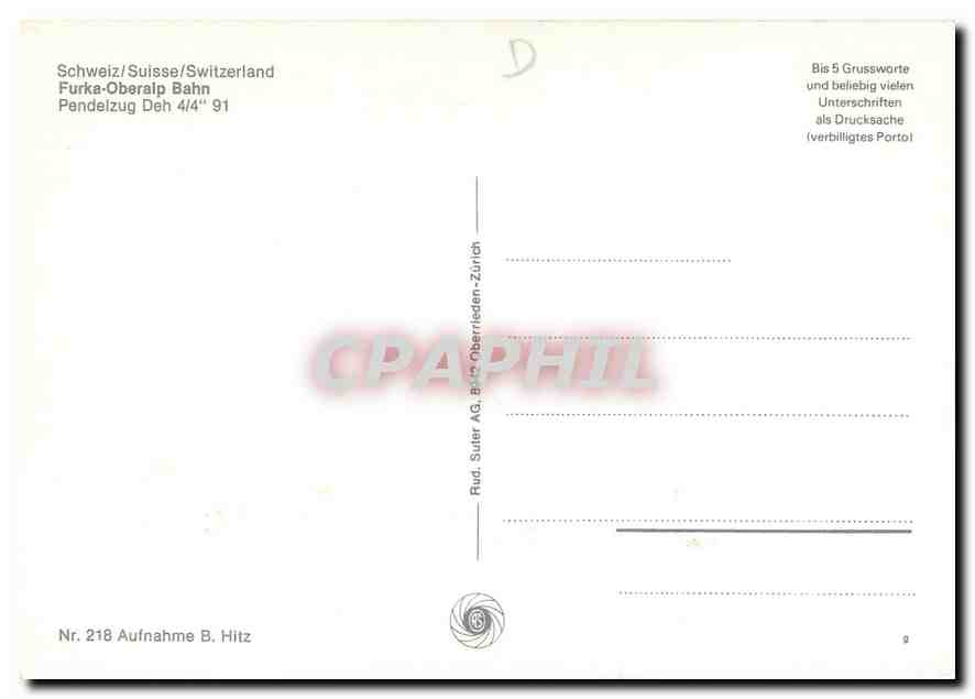 CPM Furka-Oberalp Bahn Pendelzug Deh 4/4 91 — Verso