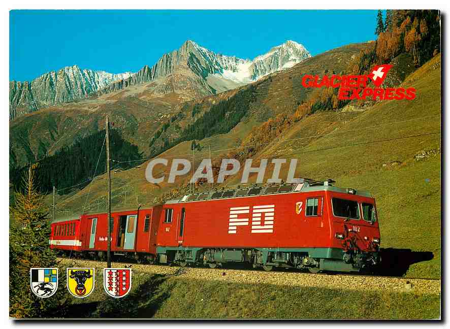 CPM Schnellzug Glacier-Express mit Lokomotive HGe 4/4 102
