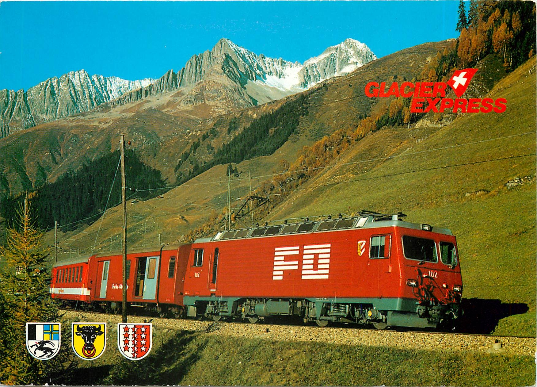 CPM Schnellzug Glacier-Express mit Lokomotive HGe 4/4 102