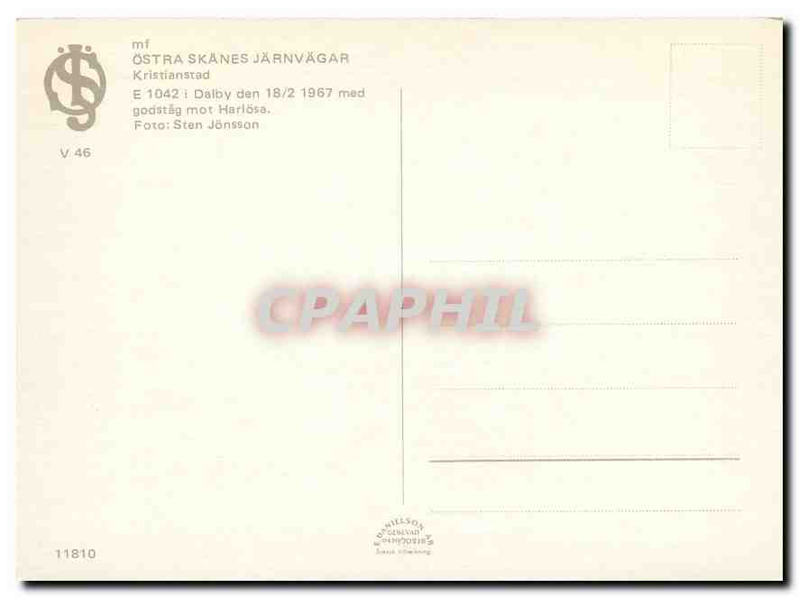 CPM Ostra Skanes Jarnvagar Krinstianstad E 1042 — Verso