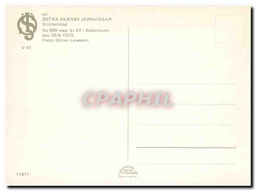 CPM Ostra Skanes Jarnvagar Krinstianstad Ra 989 — Verso