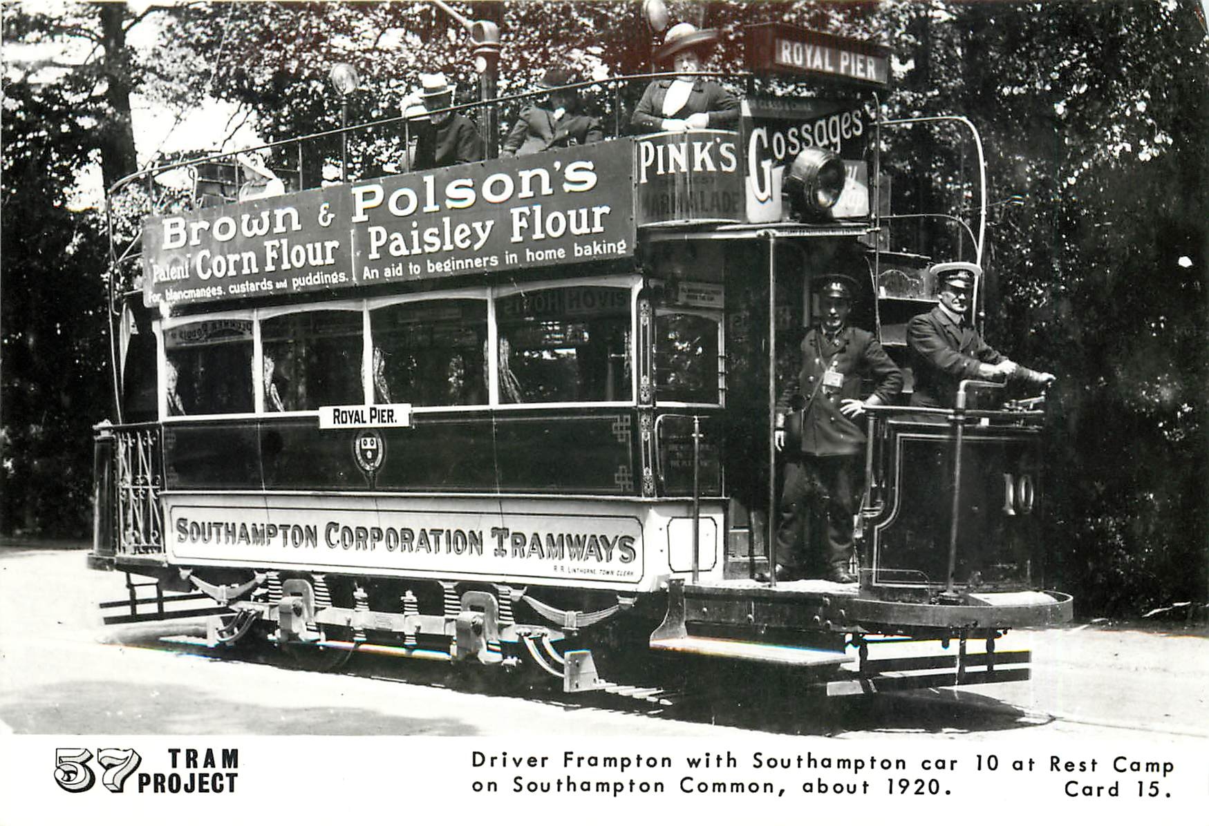 CPM Driver Frampton with Southampton Car 10 at Rest Camp on Southampton Common  about 1920