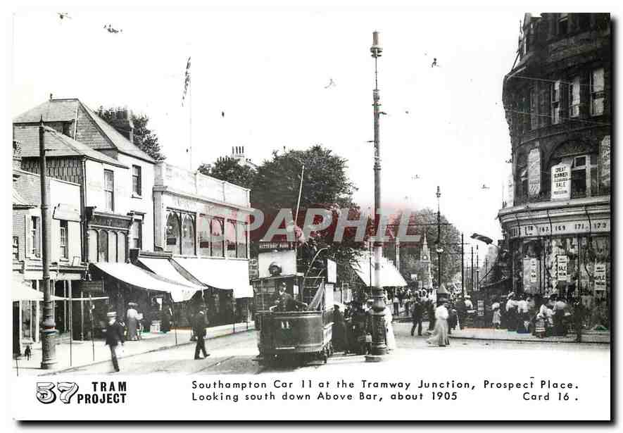 CPM Southampton Car 11 at the Tramway Junction  Prospect Place. Looking south down Above Bar about 1