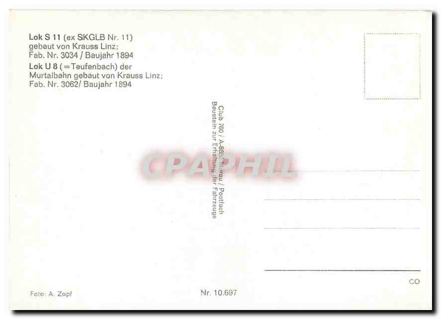 CPM Lok S 11 Lok U 8 — Verso