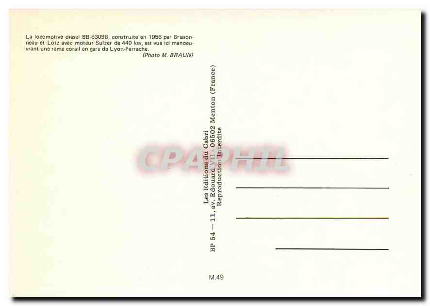 CPM La locomotive diesel BB-83098 — Verso