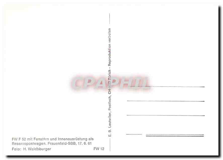 CPM FW 52 mit Fenstern und Innenausruestung als Reservepostwagen — Verso