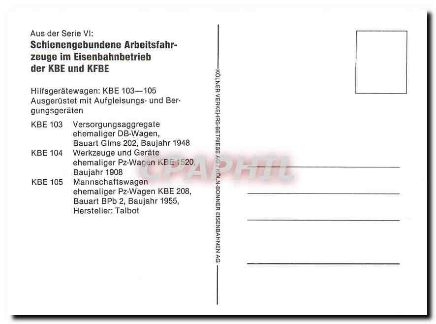 CPM Hilfsgeraetewagen KBE 103-105 Ausgeruestet mit Aufgleisungs-und Bergungsgeraeten — Verso