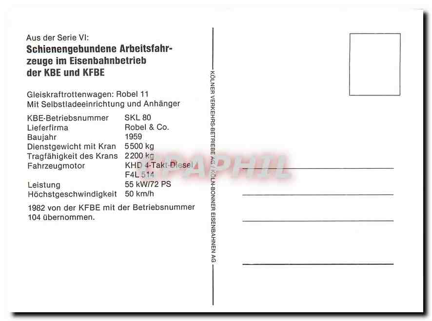 CPM Gleiskraftrottenwagen Robel 11 — Verso