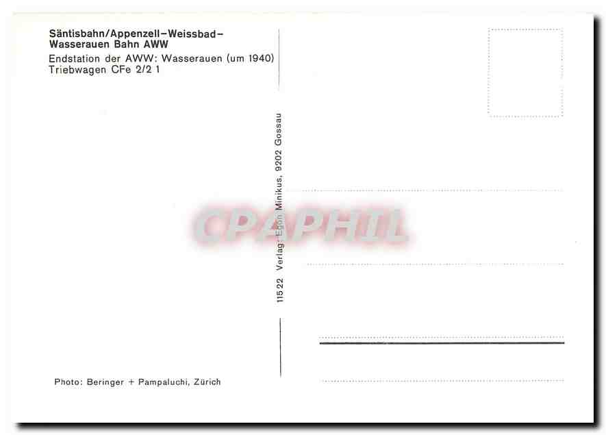 CPM Endstation der AWW Wasserauen (um 1940) — Verso