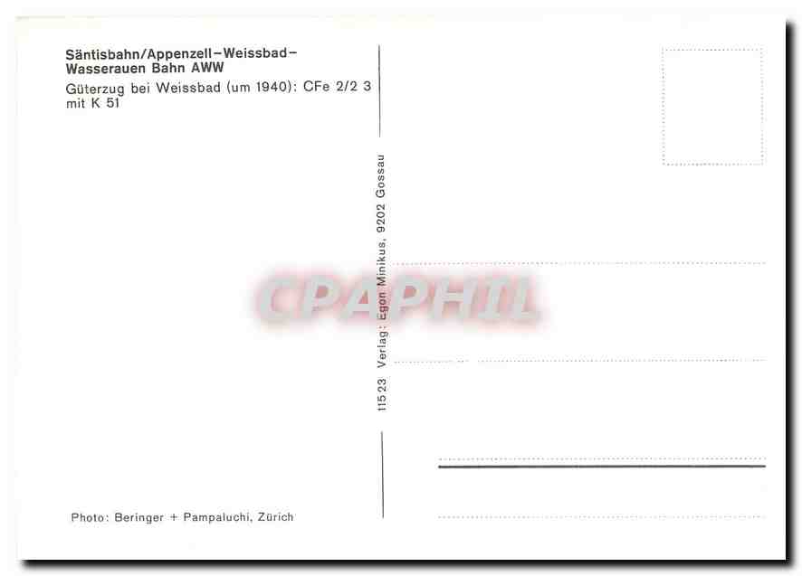 CPM Gueterzug bei Weissbad (um 1940) CFe 2/2 3 mit K 51 — Verso