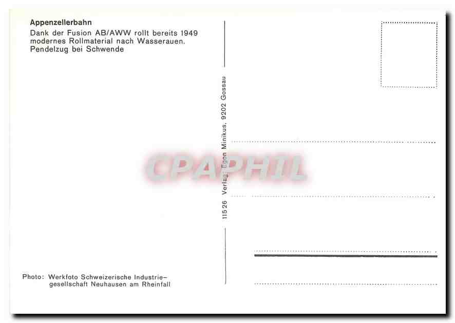 CPM Appenzellerbahn Dank der Fusion AB/AWW rolt bereits 1949 — Verso
