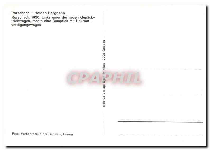CPM Rorschach 1930 Links einer der neuen Gepaecktriebwagen — Verso