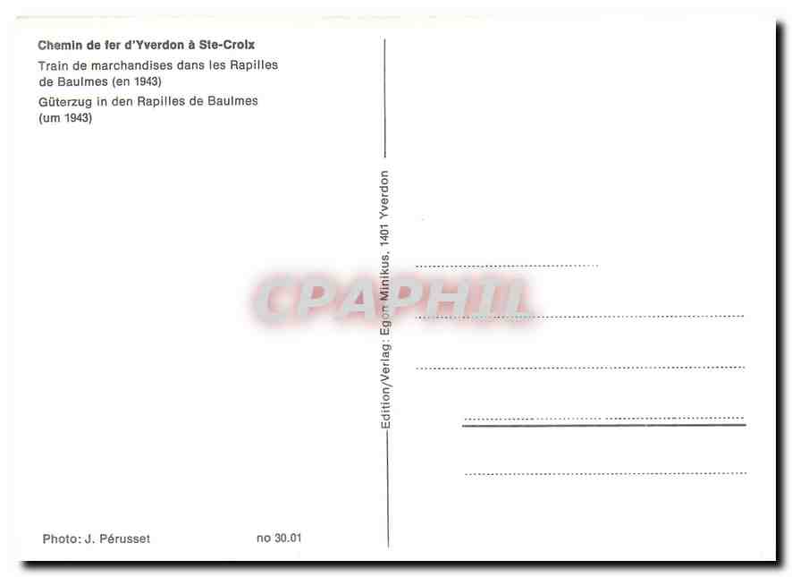 CPM Train de marchandises dans les Rapilles de Baulmes (en 1943) — Verso