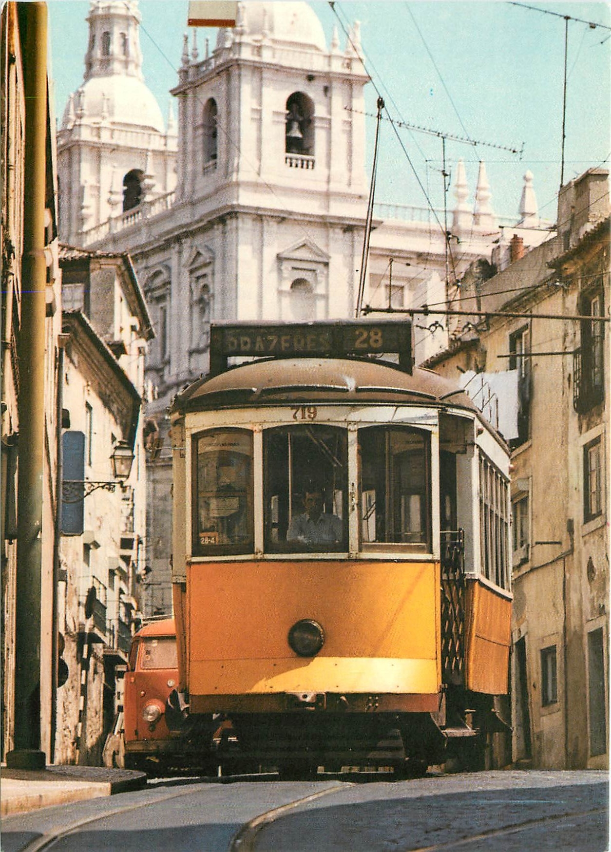 CPM Tramcar in an old quarter of Lisbon