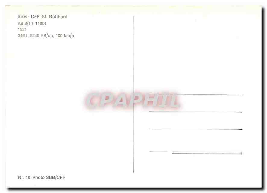 CPM SBB-CFF St. Gotthard Ae 8/14 11801 1931 — Verso