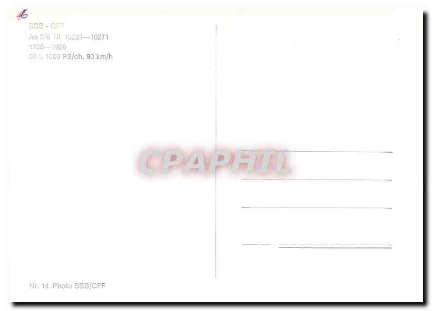 CPM SBB-CFF Ae 3/6 III 1026t-1027t 1925-1926 — Verso