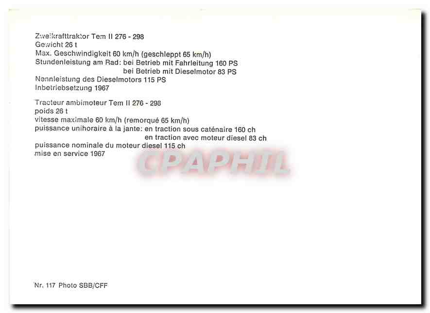 CPM Tracteur ambimoteur Tem II 276-298 — Verso