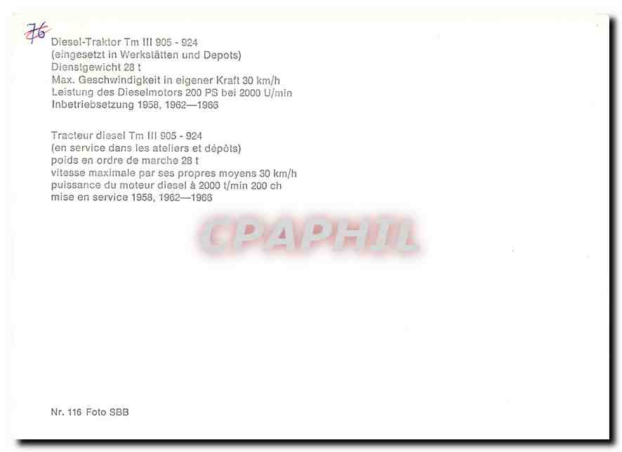 CPM Tracteur diesel Tm III 905-924 — Verso