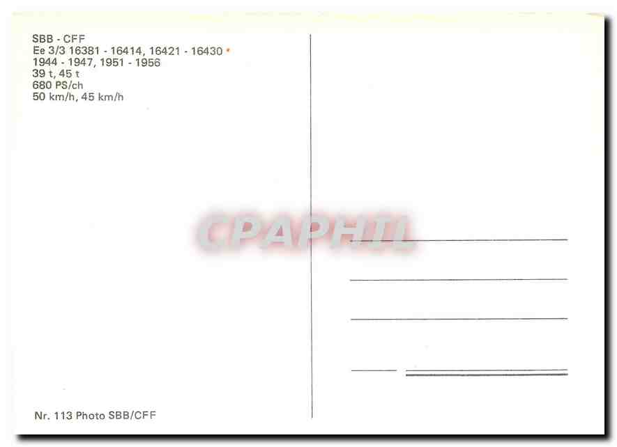 CPM SBB-CFF Ee 3/3 — Verso
