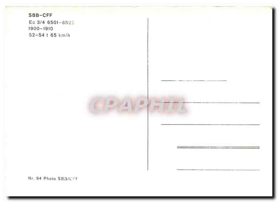 CPM SBB-CFF Ec 3/4 6501-6523 1900-1910 — Verso