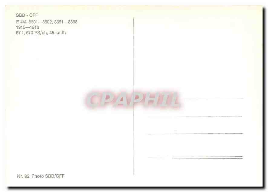 CPM SBB-CFF E 4/4 8801-8802 8851-8856 1915-1916 — Verso