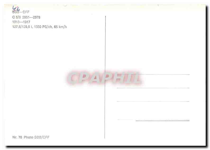 CPM SBB-CFF C 5/6 2951-2978 1913-1917 — Verso