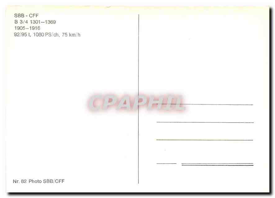 CPM SBB-CFF B 3/4 1301-1369 1905-1916 — Verso