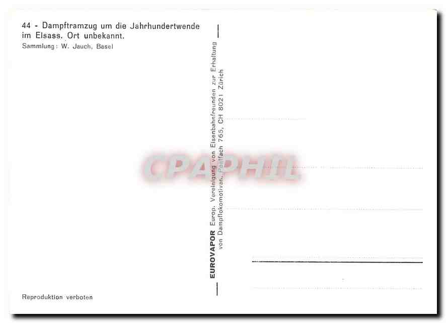 CPM Dampftramzug um die Jahrundertwende im Elsass — Verso