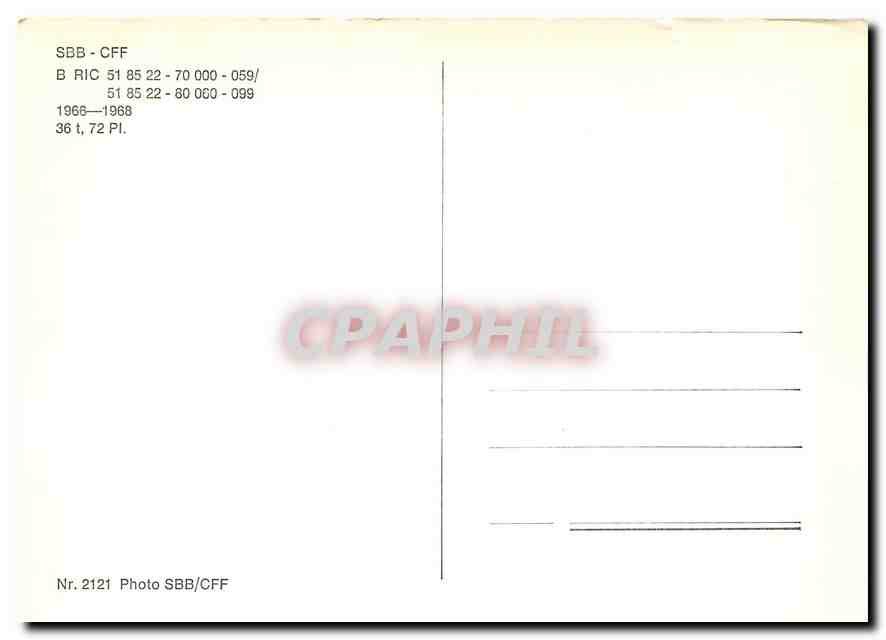 CPM SBB-CFF B RIC 518522-70000-059/518522-80060-099 1966-1968 — Verso