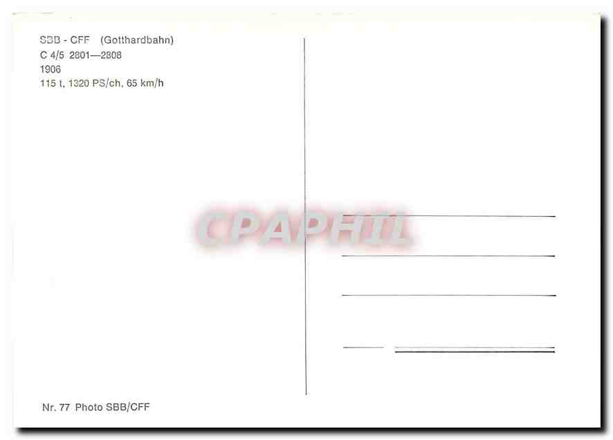 CPM SBB-CFF (Gotthardbahn) C 4/5 2801-2808 1906 — Verso