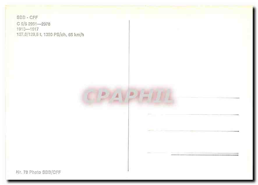 CPM SBB-CFF C 5/6 2951-2978 1913-1917 — Verso
