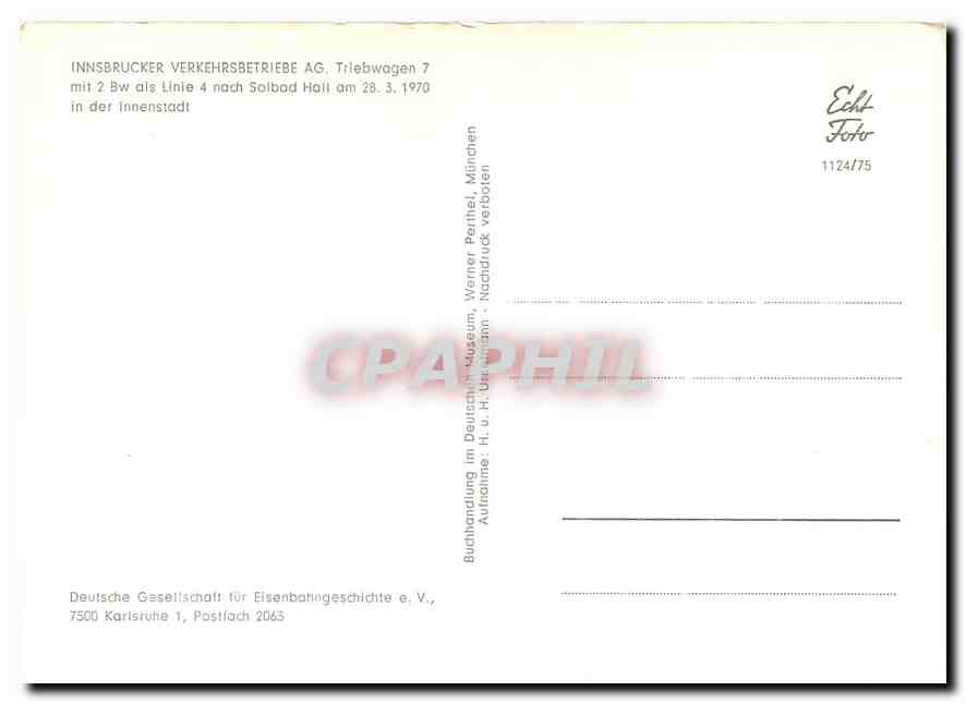 CPM Innsbruecker Verkehrsbetriebe AG Triebwagen 7 mit 2 Bw — Verso
