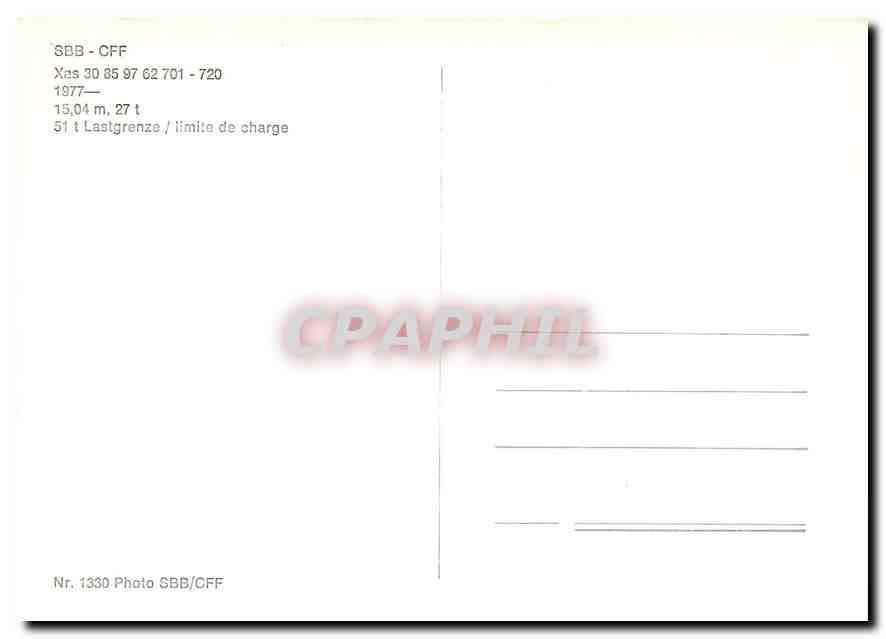 CPM SBB-CFF Xas 30859762701-720 1977 — Verso