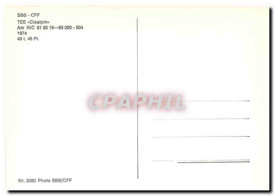 CPM SBB-CFF TEE ''Cisalpin'' — Verso