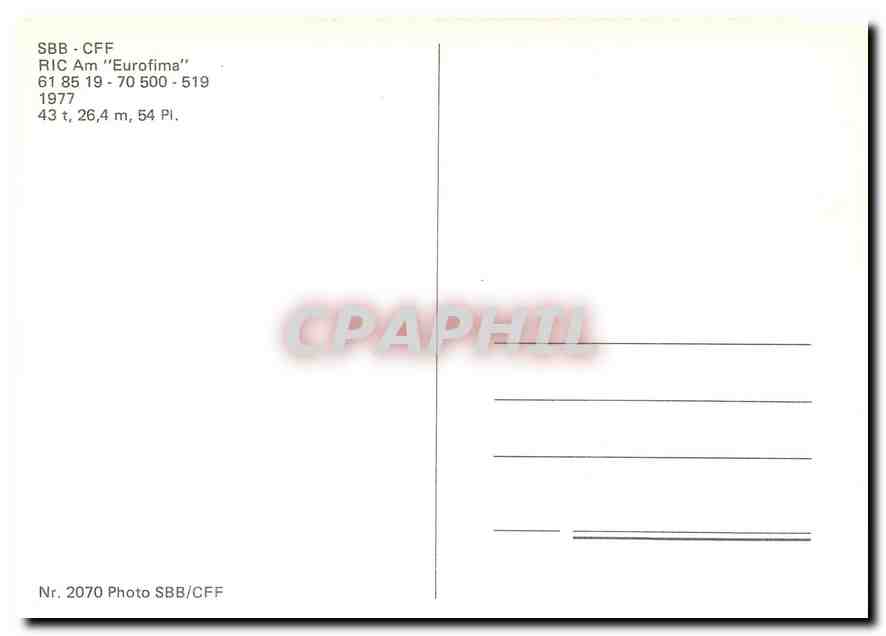 CPM SBB-CFF RIC Am ''Eurofima'' — Verso
