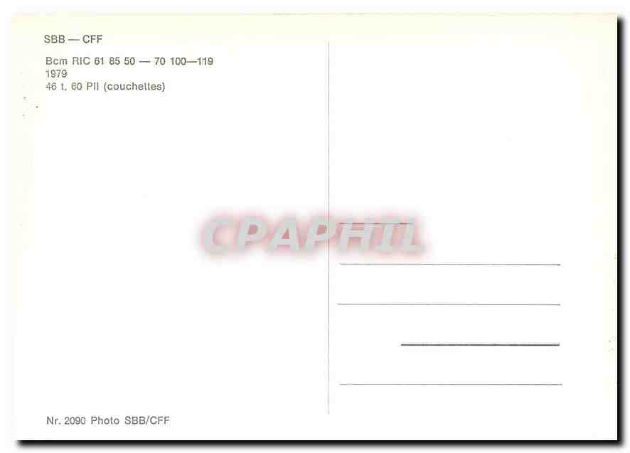 CPM SBB-CFF Bcm RIC 618550-70 100-119 1979 — Verso