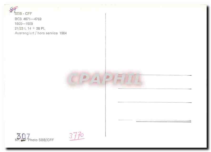 CPM SBB-CFF BC3 4671-4769 1905-1909 — Verso